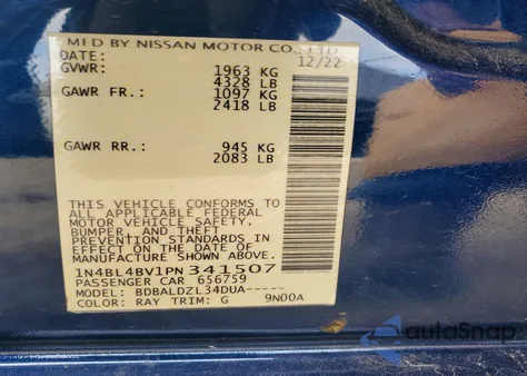 2023 Nissan Altima 2.5 S z USA, uszkodzony, nr VIN 1N4BL4BV1PN341507